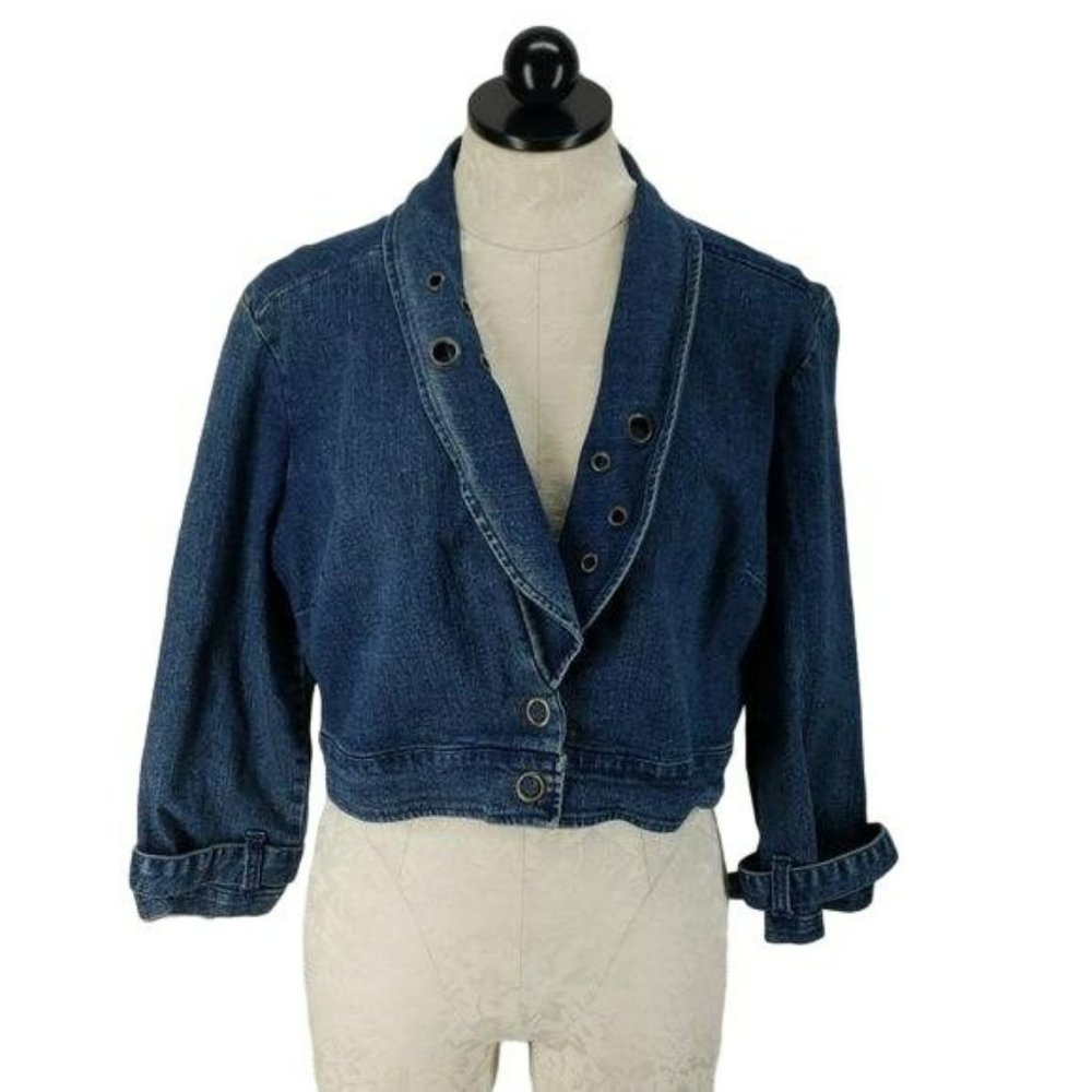 Cato denim blue jean cropped large jacket